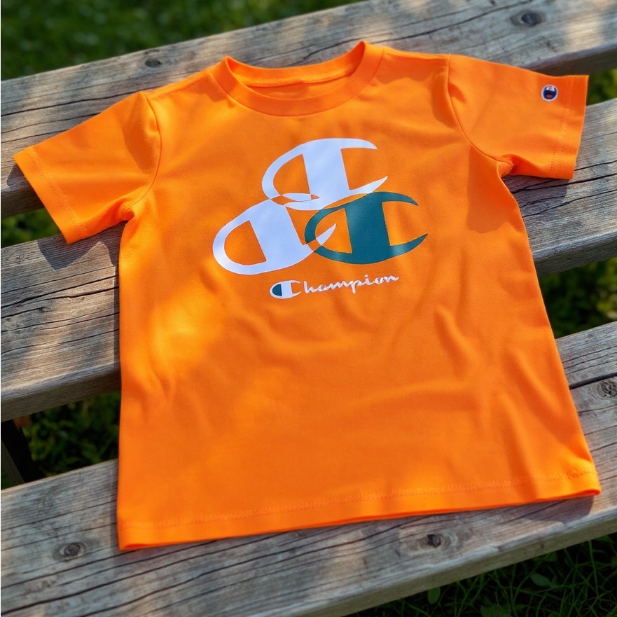 Champion Boys Stack C Logo T-Shirt Orange Size 4 Nwt